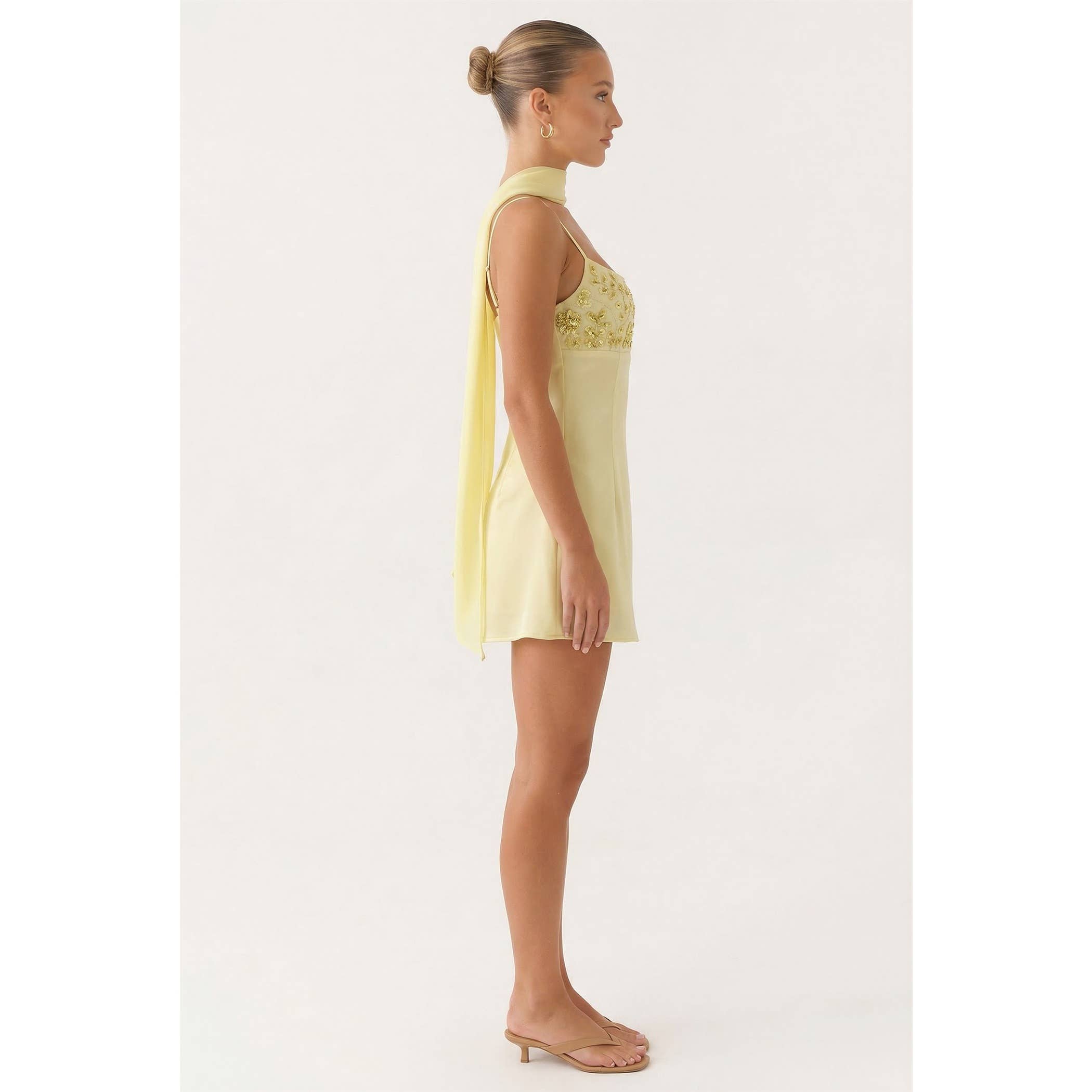 layered beaded slip mini dress Women's Beaded Mini Dresses