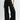 Women's black high-rise wide leg jeans featuring silver stud embellishments along the pockets and side seams with frayed raw hems.