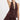 Women’s chocolate brown halter cami with lace trim, button front detail, deep V-neckline, and flowy babydoll silhouette.