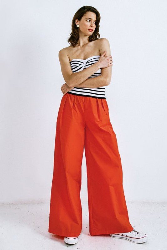 Red Poplin Pants - Layer Boutique