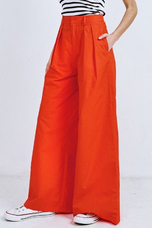 Red Poplin Pants - Layer Boutique