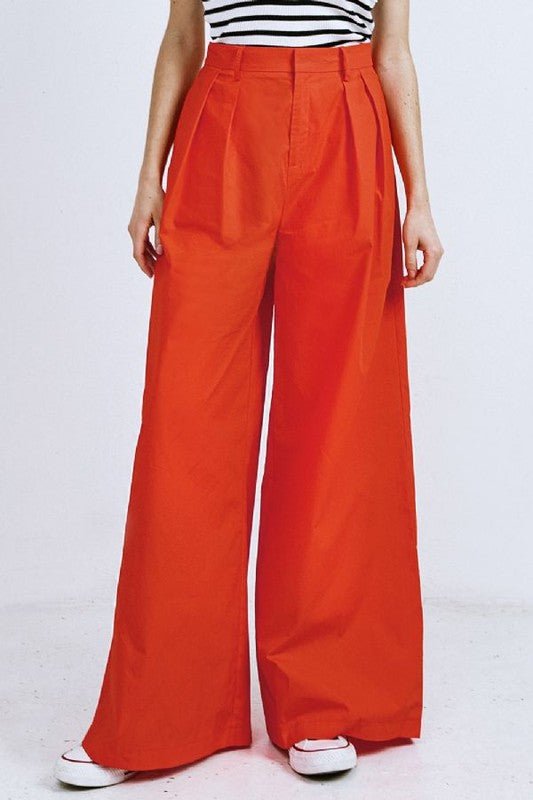 Red Poplin Pants - Layer Boutique